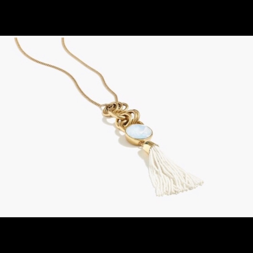 J CREW MedallionTassel Pendant Gold Bead Necklace
